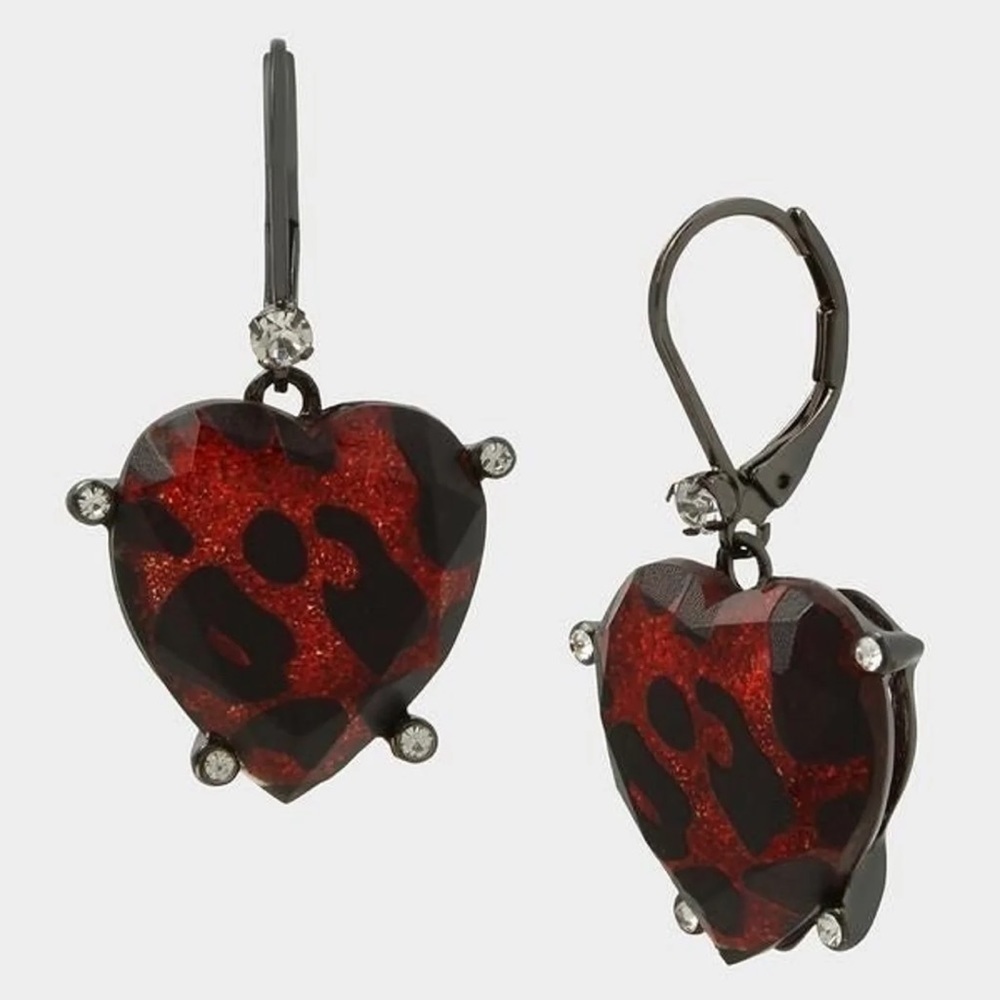 BETSEY JOHNSON GLAMPIRE  HEART DROP EARRINGS